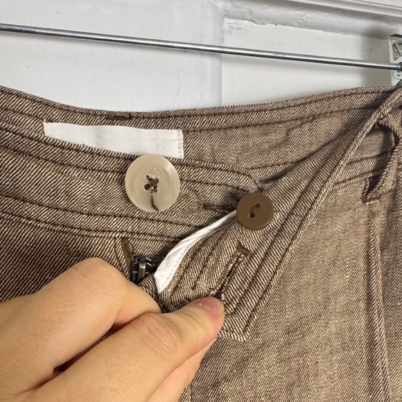 Anthropologie Linen Low Rise Wide Leg Pants Tan Size 14 - Picture 5 of 15